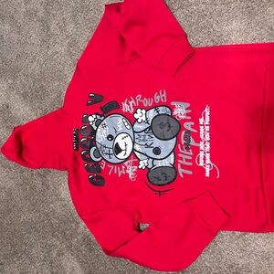 Graphic hoodie, red European sizes